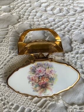 Vintage Stratton England gold plated mirrored lipstick holder compact